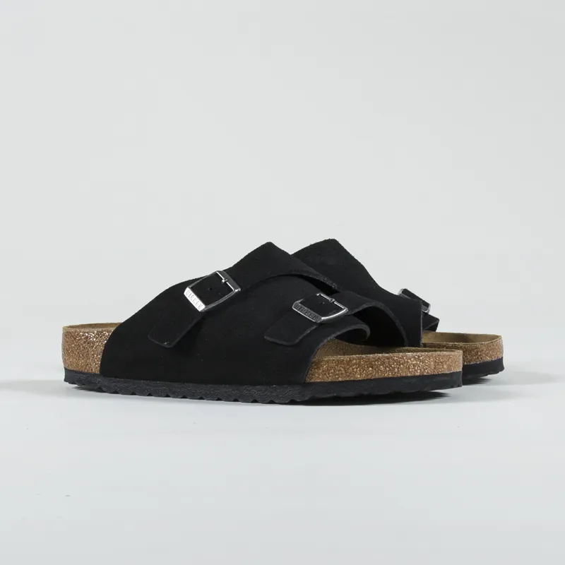 Birkenstock Womens Zurich Suede Leather Regular Fit Sandals Black