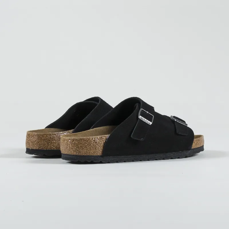 Birkenstock Womens Zurich Suede Leather Regular Fit Sandals Black-1