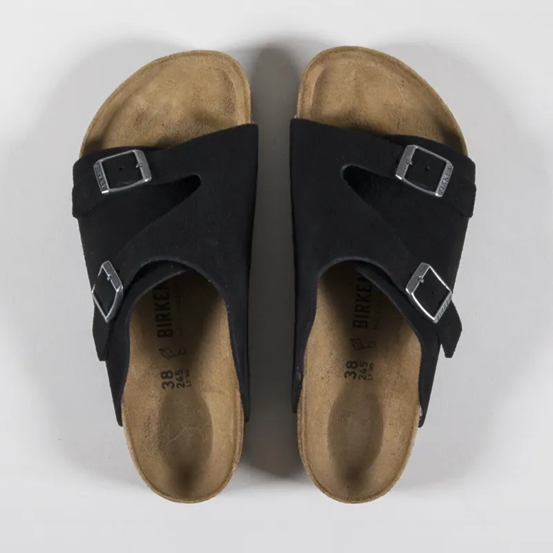 Birkenstock Womens Zurich Suede Leather Regular Fit Sandals Black-6
