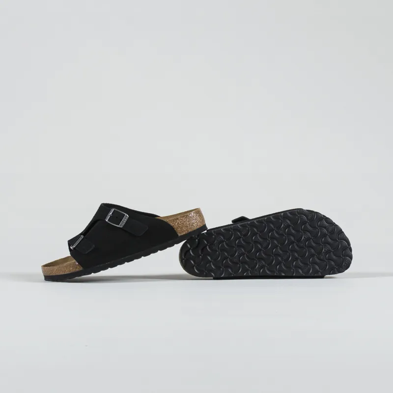 Birkenstock Womens Zurich Suede Leather Regular Fit Sandals Black-3