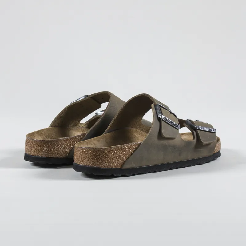 Birkenstock Womens Arizona Oiled Leather Narrow Fit Sandals Faded Khaki-2