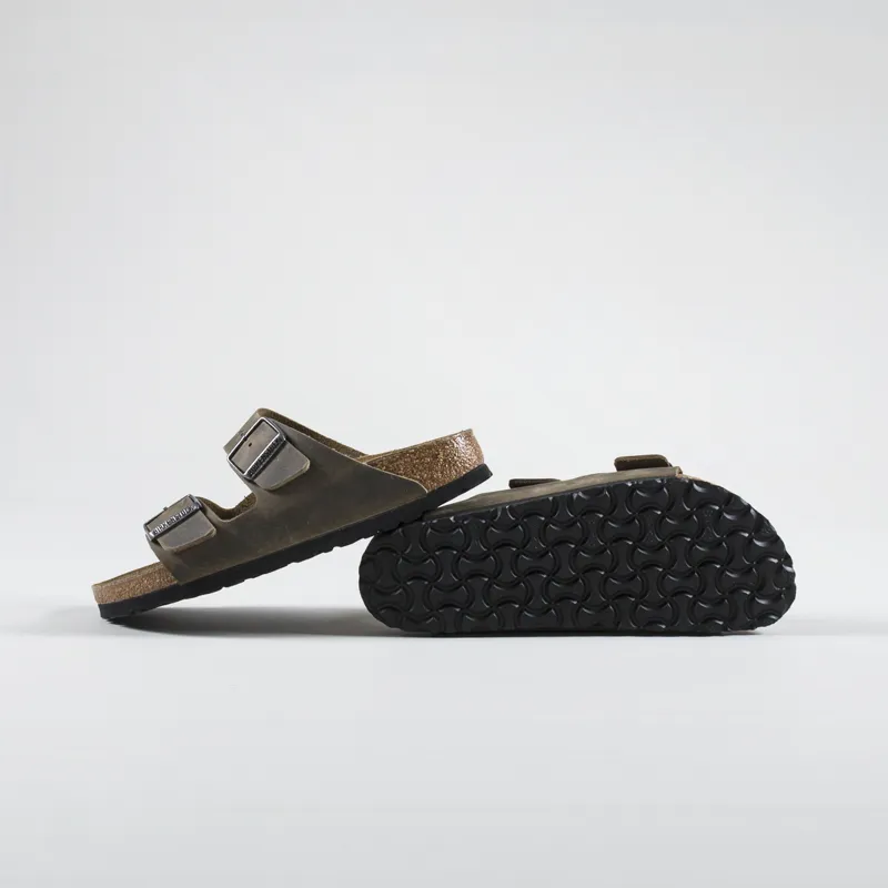 Birkenstock Womens Arizona Oiled Leather Narrow Fit Sandals Faded Khaki-3