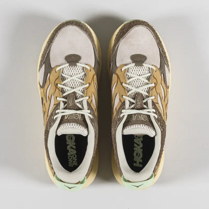 HOKA Elite Terrain System Clifton L Suede Shoe Oat Milk Pollen-4