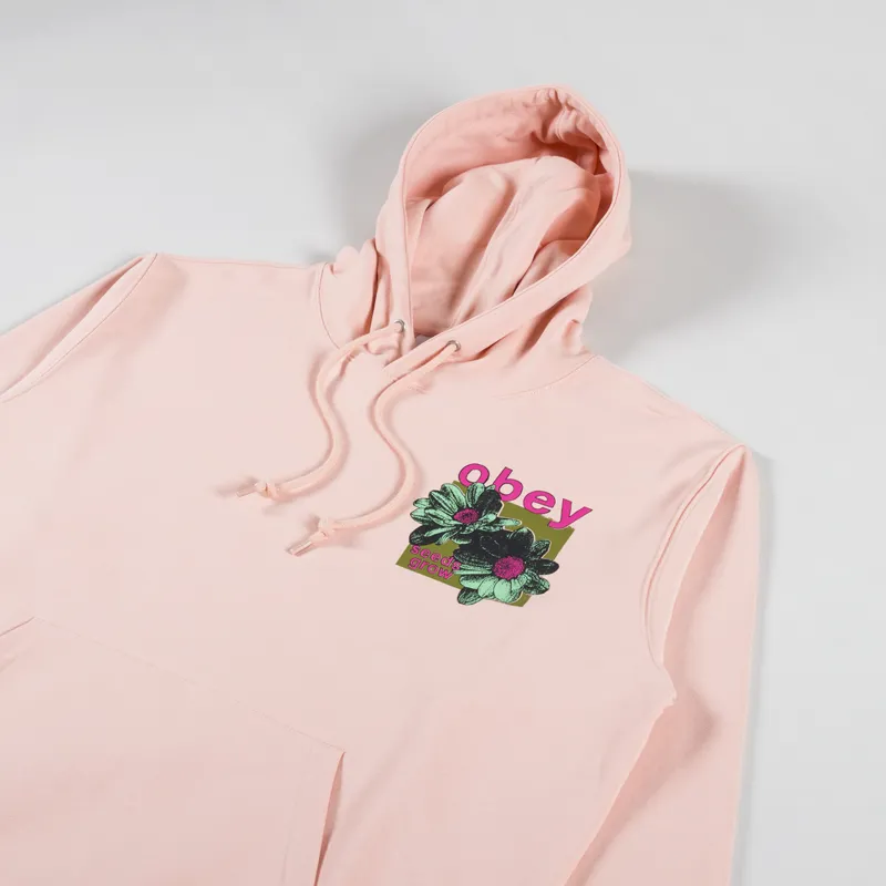 Obey Mens Graphic Print Seeds Grow Hoodie Peach Pink Parfait