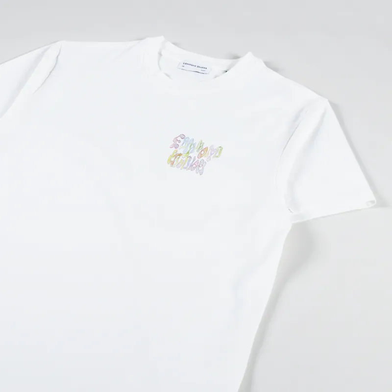Edmmond Studios Screen Logo Print T Shirt Plain White-3