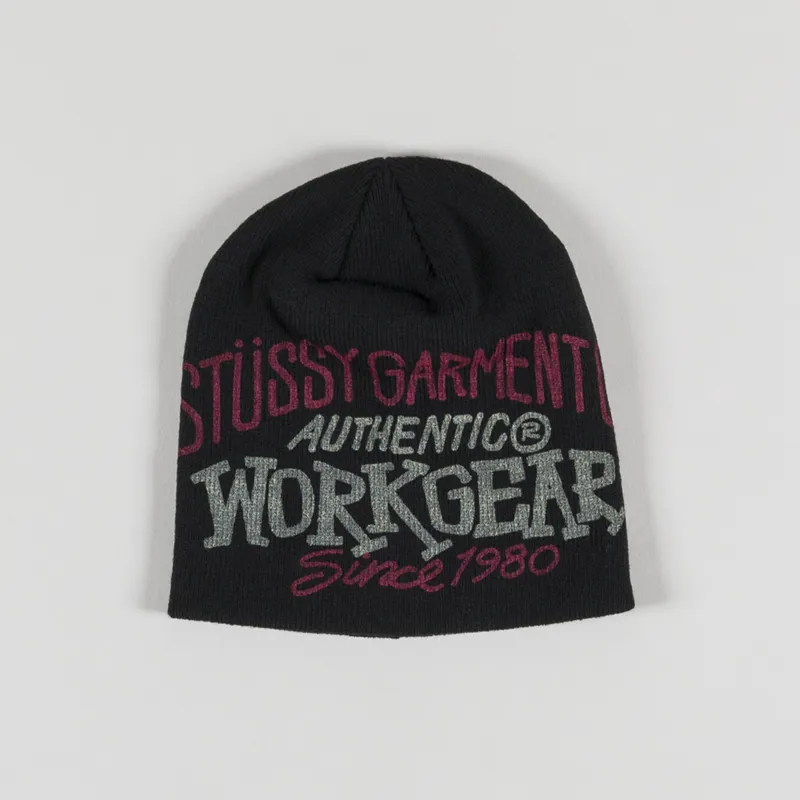 SKULLCAP WORKGEAR PRINT BLACKビーニー - ニットキャップ/ビーニー