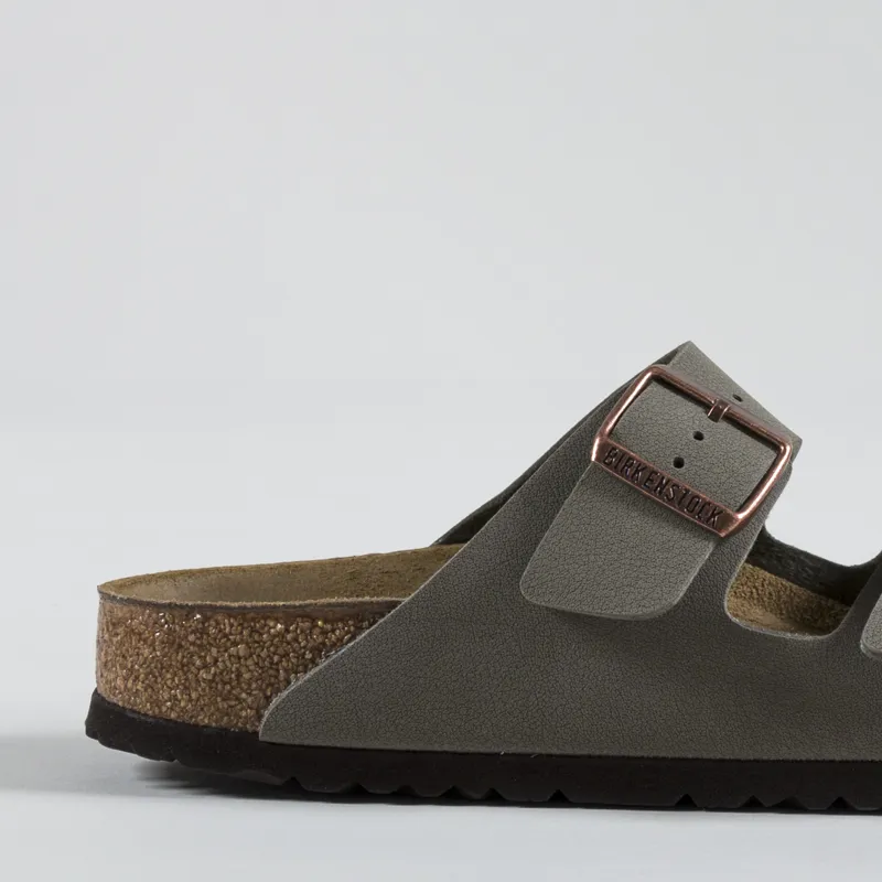 Birkenstock Womens Arizona Birko-Flor Nubuck Narrow Fit Sandals Stone-5