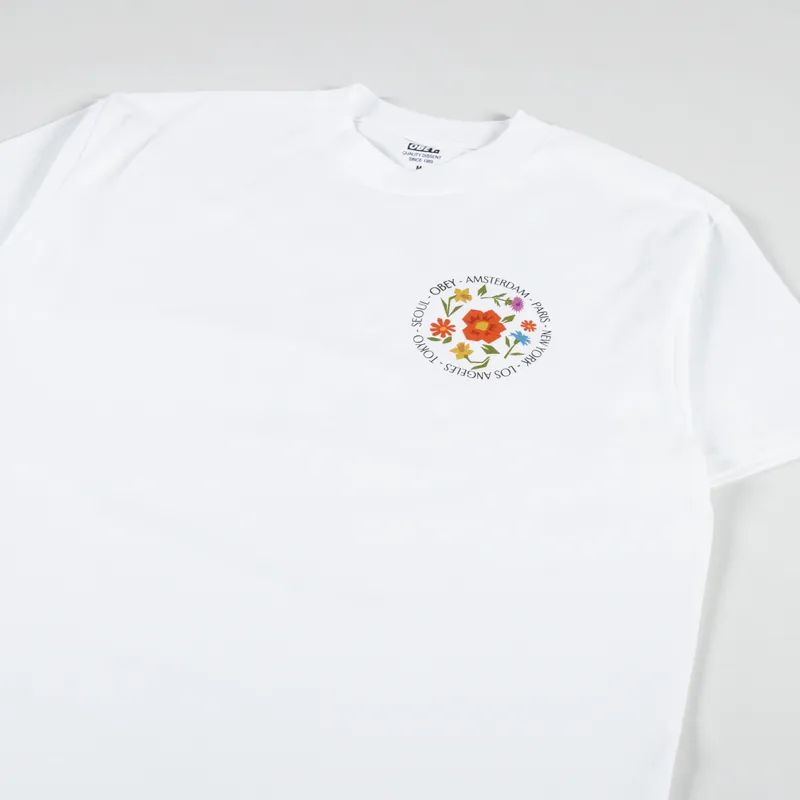 Obey City Flowers T Shirt White-3