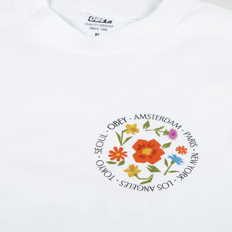 Obey City Flowers T Shirt White-5