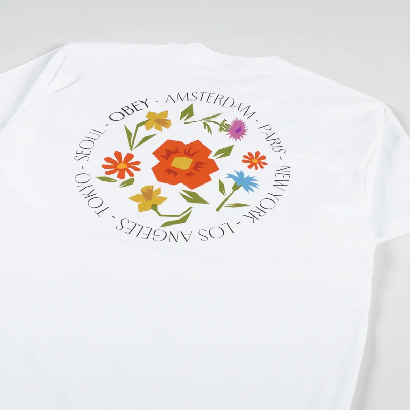 Obey City Flowers T Shirt White-2