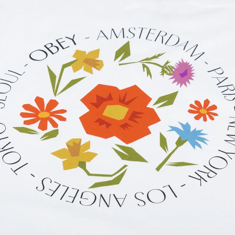 Obey City Flowers T Shirt White-4