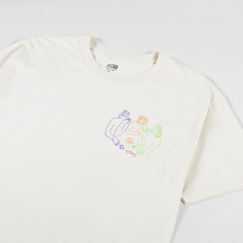 Obey Cup Of Tea T Shirt Cream-3