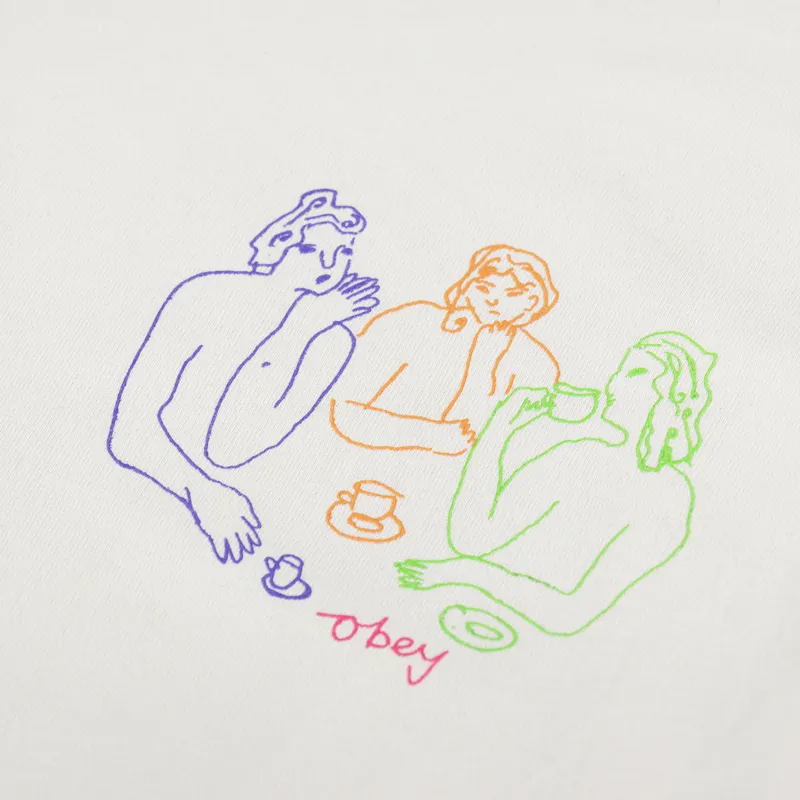 Obey Cup Of Tea T Shirt Cream-5