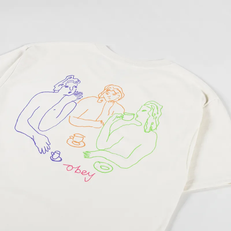 Obey Cup Of Tea T Shirt Cream-2