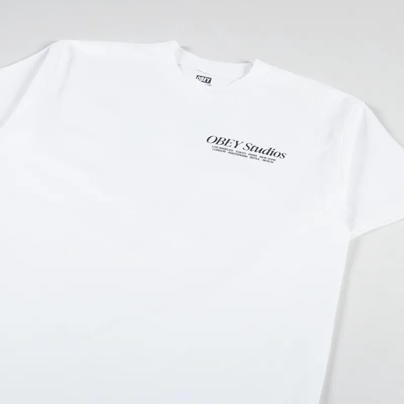 Obey Studios T Shirt White-3
