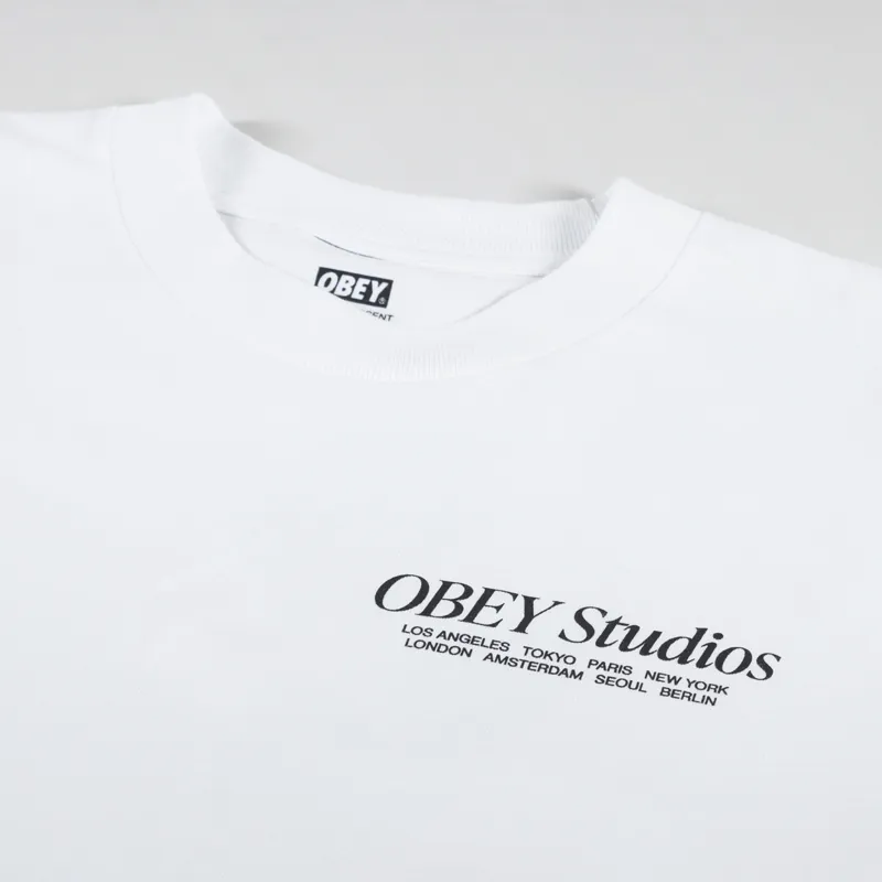 Obey Studios T Shirt White-5