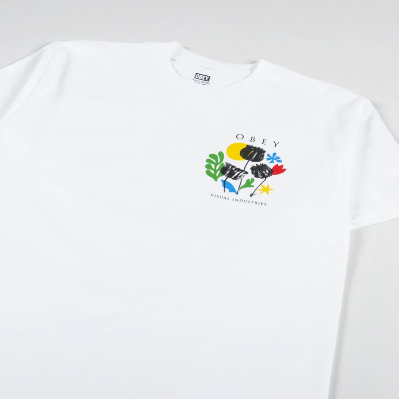 Obey Flowers Papers Scissors T Shirt White-3