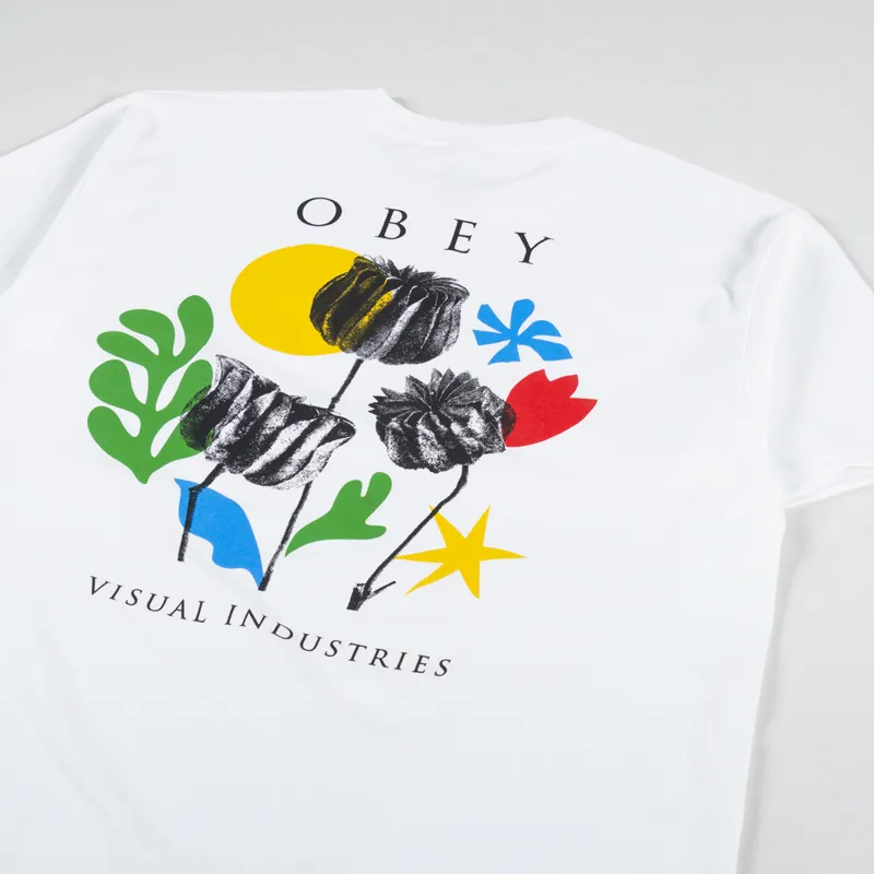 Obey Flowers Papers Scissors T Shirt White-2
