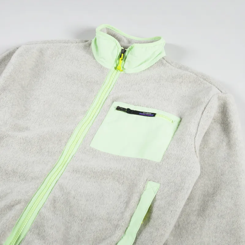 Patagonia Womens Synchilla Fleece Jacket Oatmeal Salamander Green-7