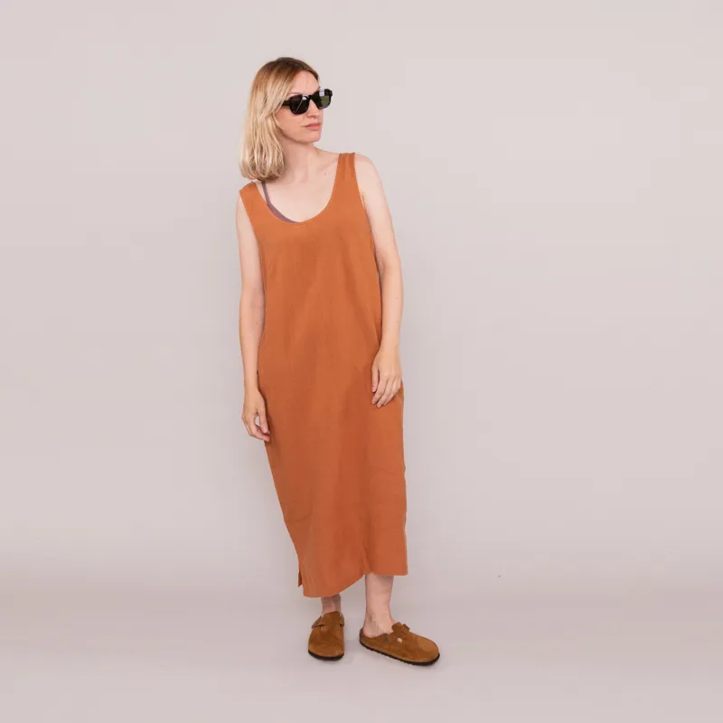 L.F.Markey Womens Basic Linen Shift Dress Chestnut-1