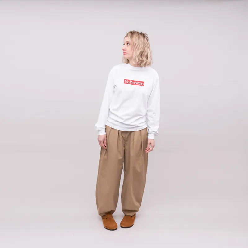 Aries Womens Problemo Supremo Long Sleeve T Shirt White-1