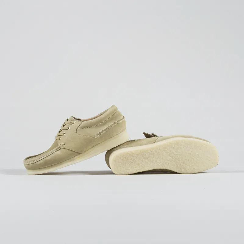 Clarks Originals Mens Moc Wallabee Boat Shoes Maple Suede Beige