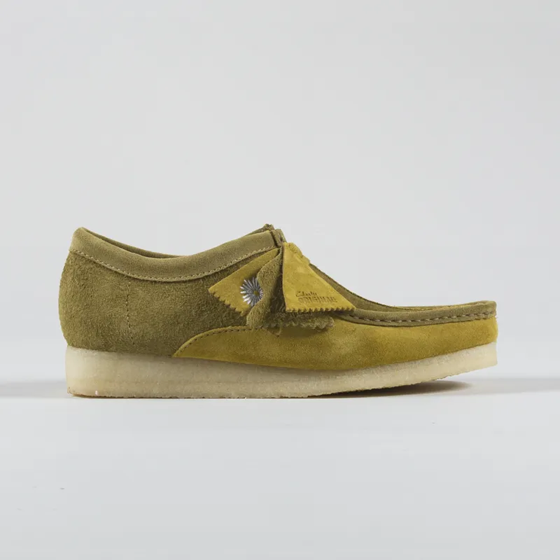 Clarks Originals Wallabee Shoes Olive Combination-2