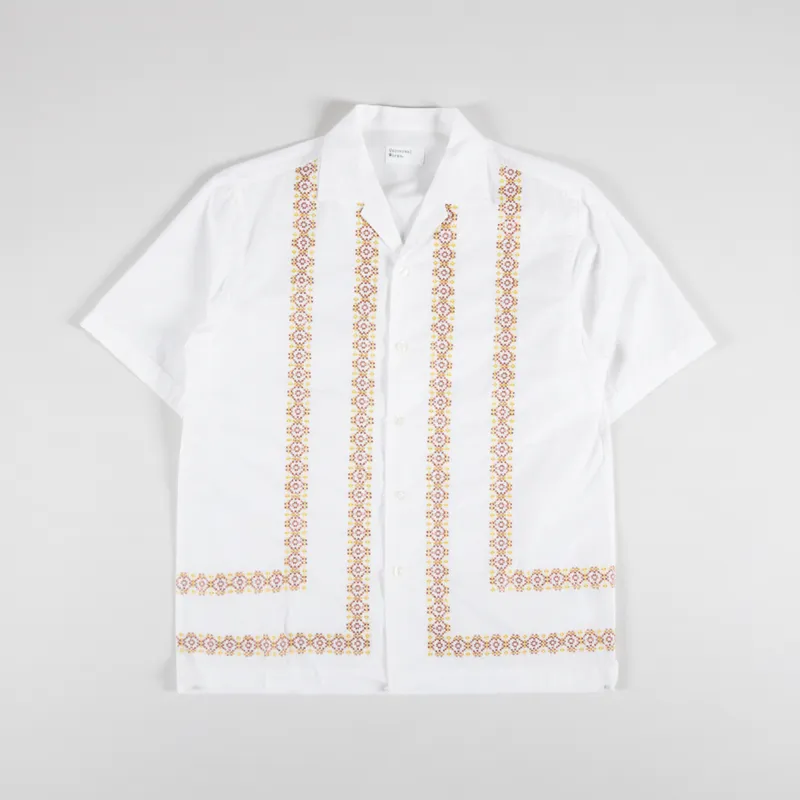Universal Works Minari Shirt Ecru Embroidered Organic Poplin