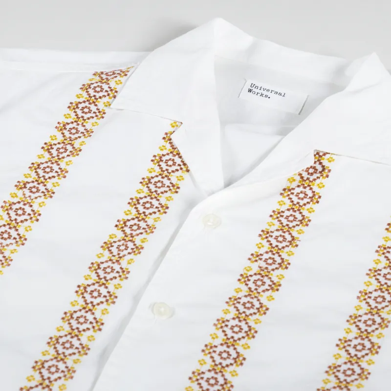 Universal Works Minari Shirt Ecru Embroidered Organic Poplin-2