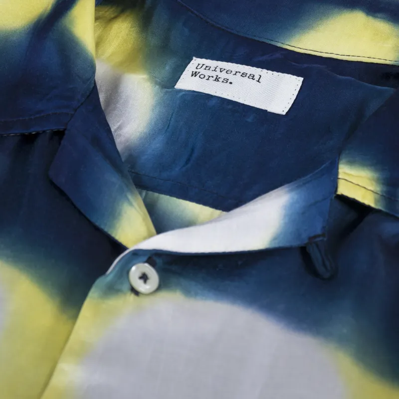 Universal Works Camp Shirt Navy Yellow Tie Dye-2