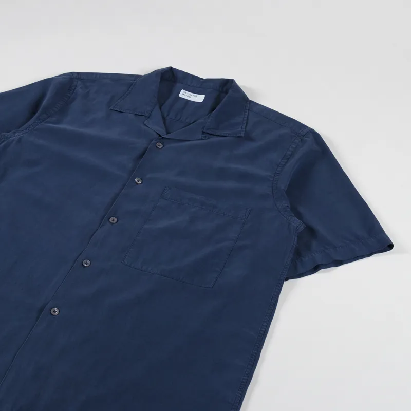 Universal Works Camp Shirt II Navy Gardenia Lycot-1