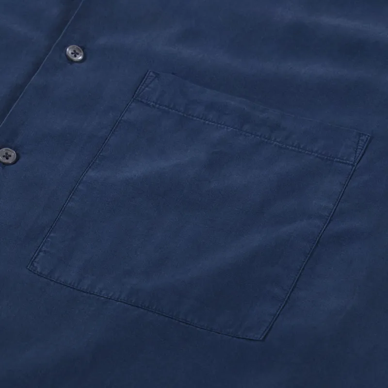 Universal Works Camp Shirt II Navy Gardenia Lycot-3