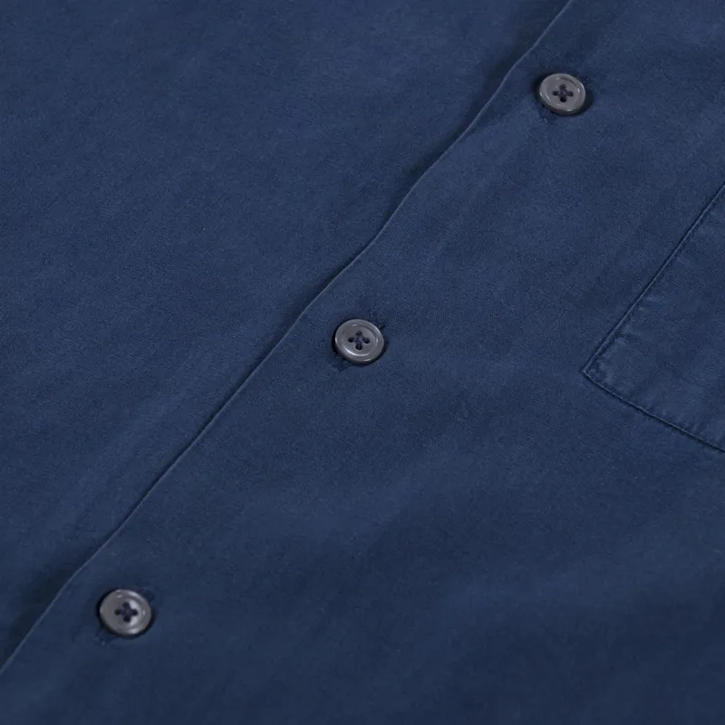 Universal Works Camp Shirt II Navy Gardenia Lycot-2