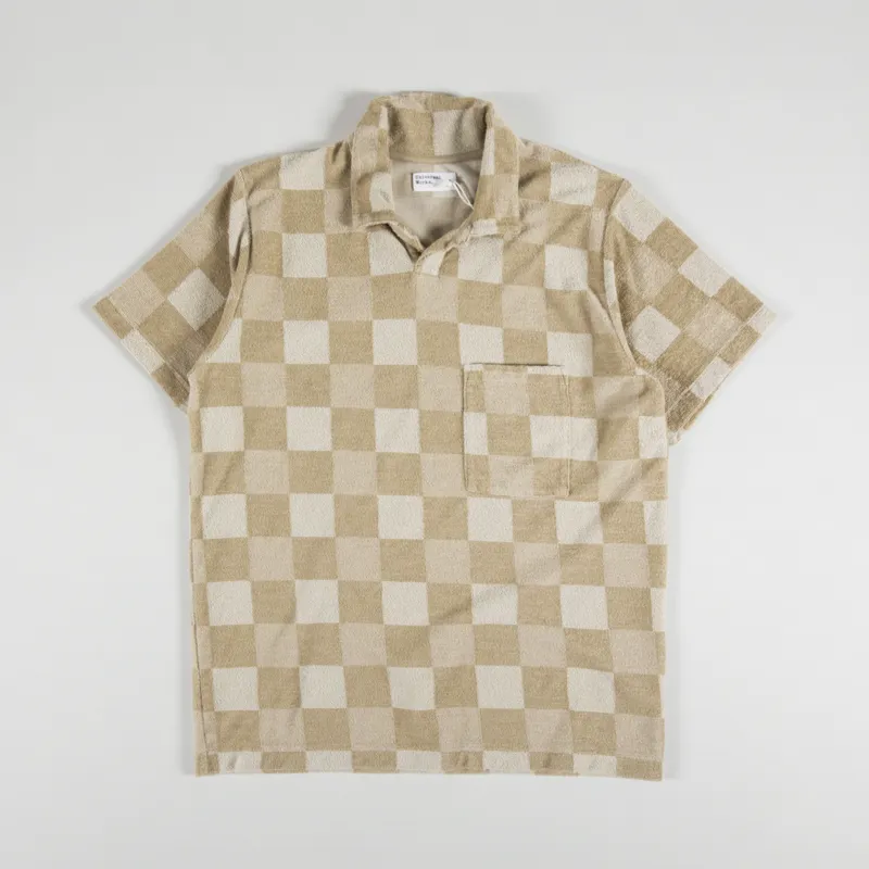 Universal Works Vacation Polo Sand Checkboard Towelling