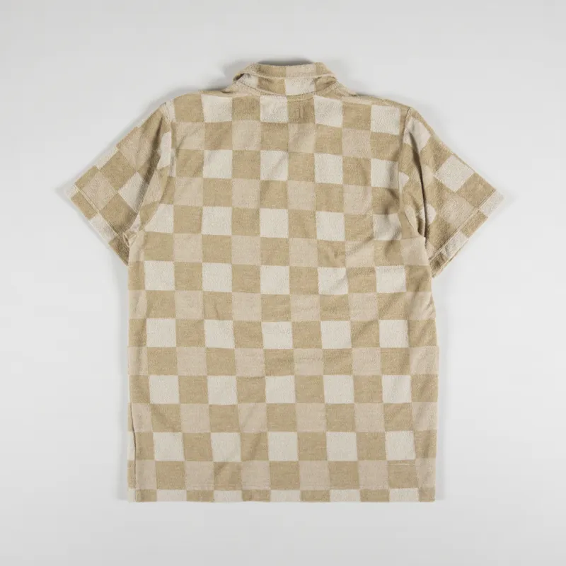 Universal Works Vacation Polo Sand Checkboard Towelling-1