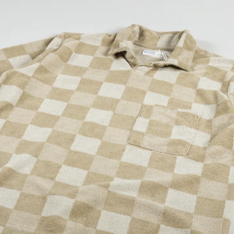 Universal Works Vacation Polo Sand Checkboard Towelling-2