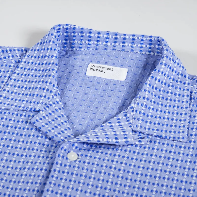 Universal Works Road Shirt Blue Delos Cotton-4