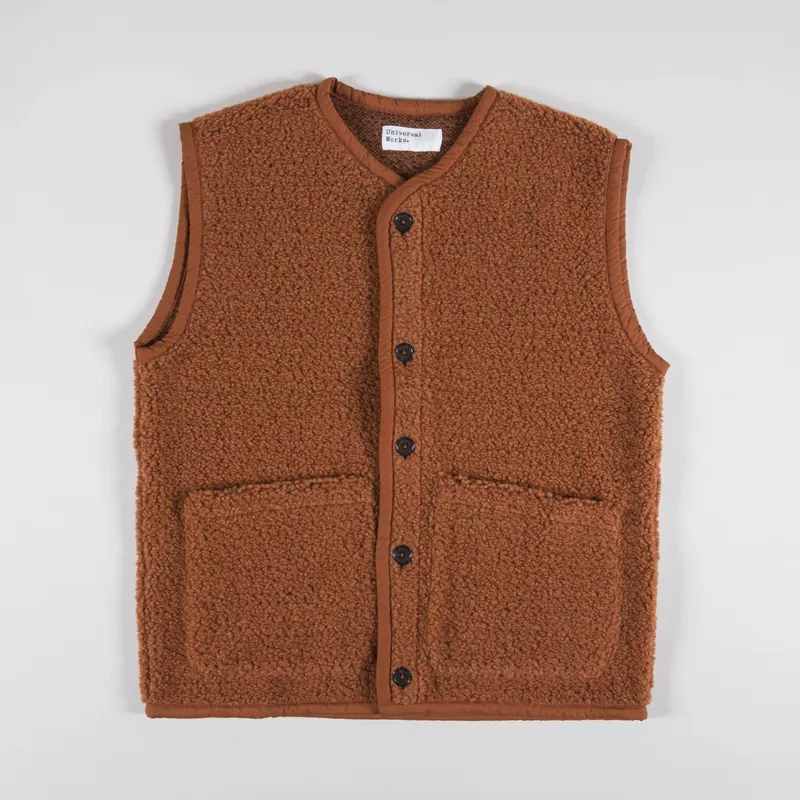 Universal Works Lancaster Gilet Rust Alvar Fleece
