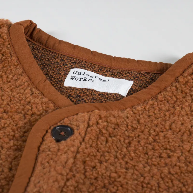 Universal Works Lancaster Gilet Rust Alvar Fleece-6