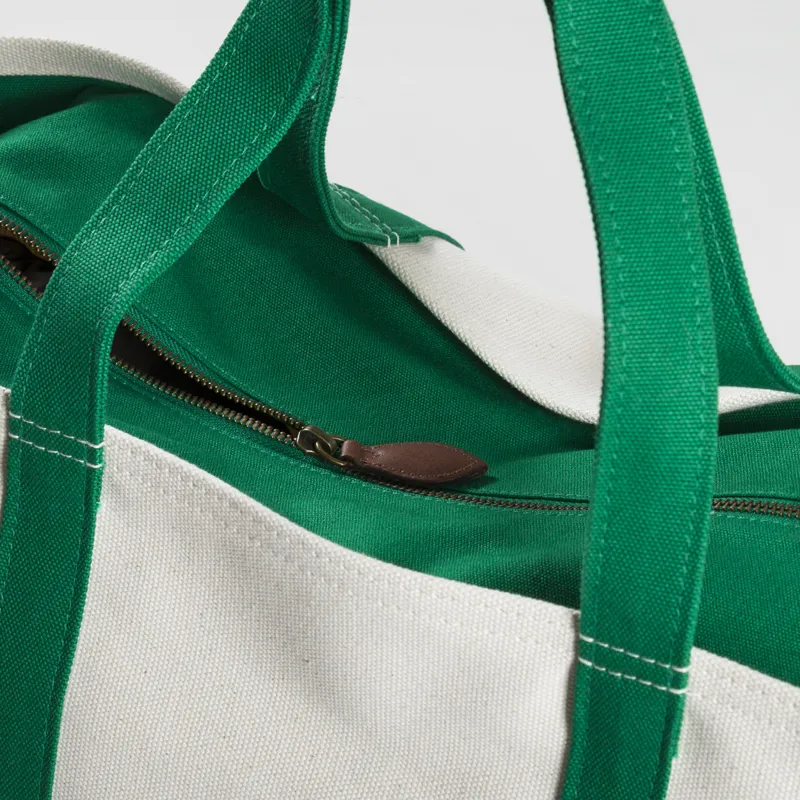 Polo Ralph Lauren Logo Embroidered Canvas Tote Hillside Green Cream-3