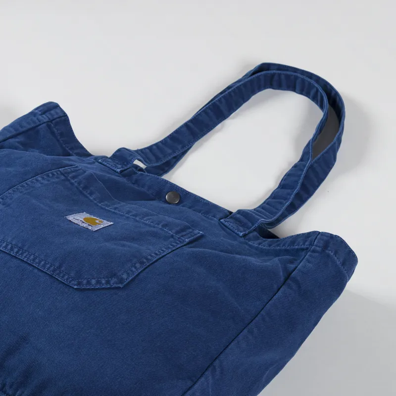 Carhartt WIP Shoulder Garrison Tote Bag Elder Blue Stone Dyed