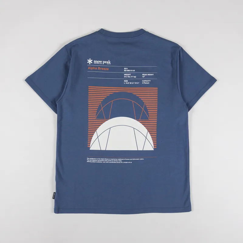 Snow Peak Alpha Breeze Typography T Shirt Blue