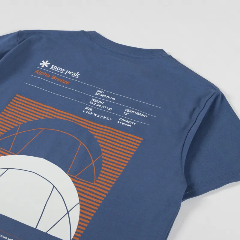 Snow Peak Alpha Breeze Typography T Shirt Blue-2