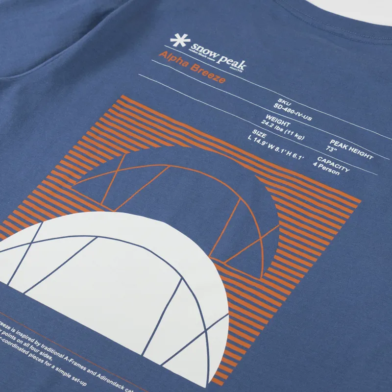 Snow Peak Alpha Breeze Typography T Shirt Blue-4
