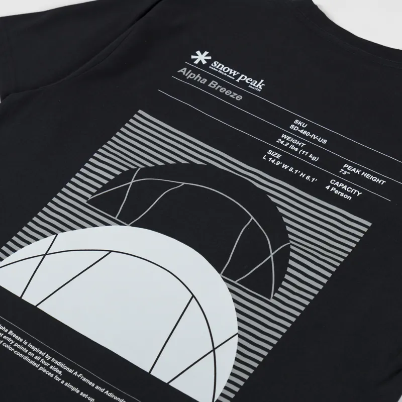 Snow Peak Alpha Breeze Typography T Shirt Black-4