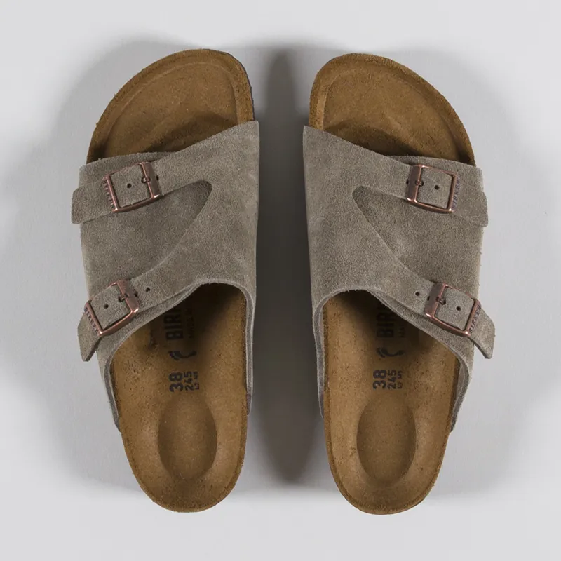 Birkenstock Womens Zurich Suede Leather Regular Fit Sandals Taupe-4