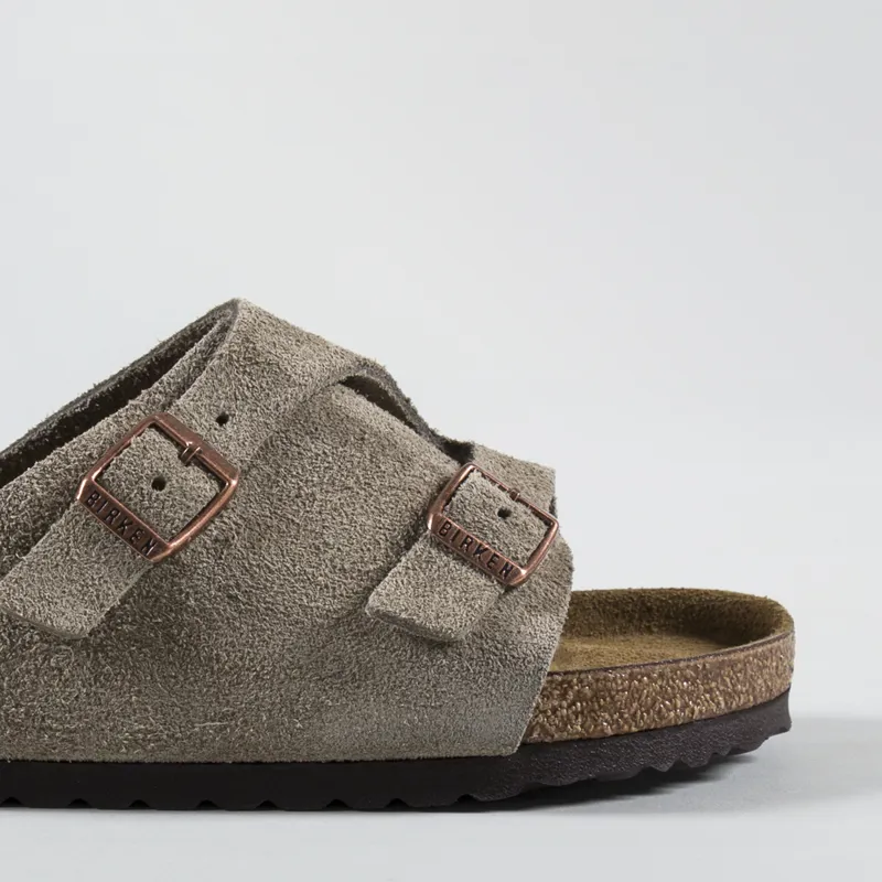 Birkenstock Womens Zurich Suede Leather Regular Fit Sandals Taupe-6