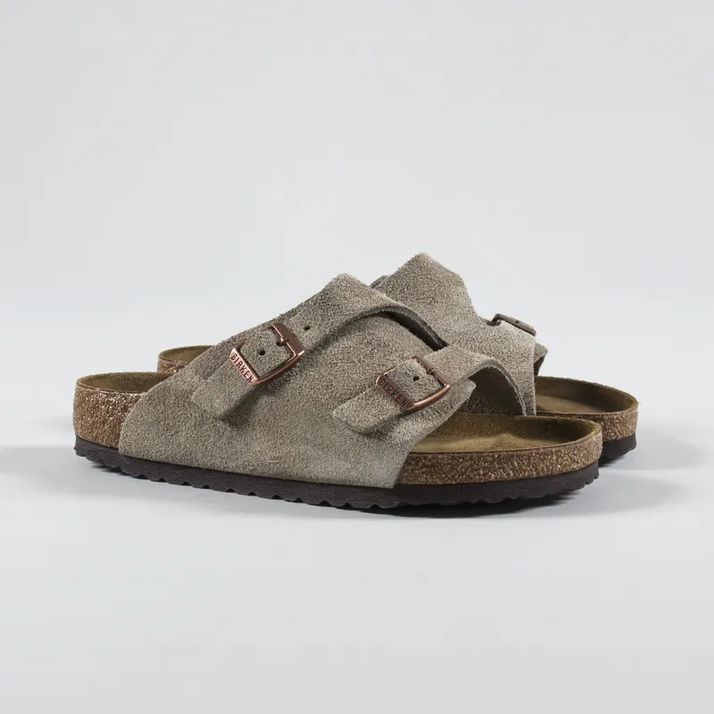 Birkenstock Womens Zurich Suede Leather Regular Fit Sandals Taupe