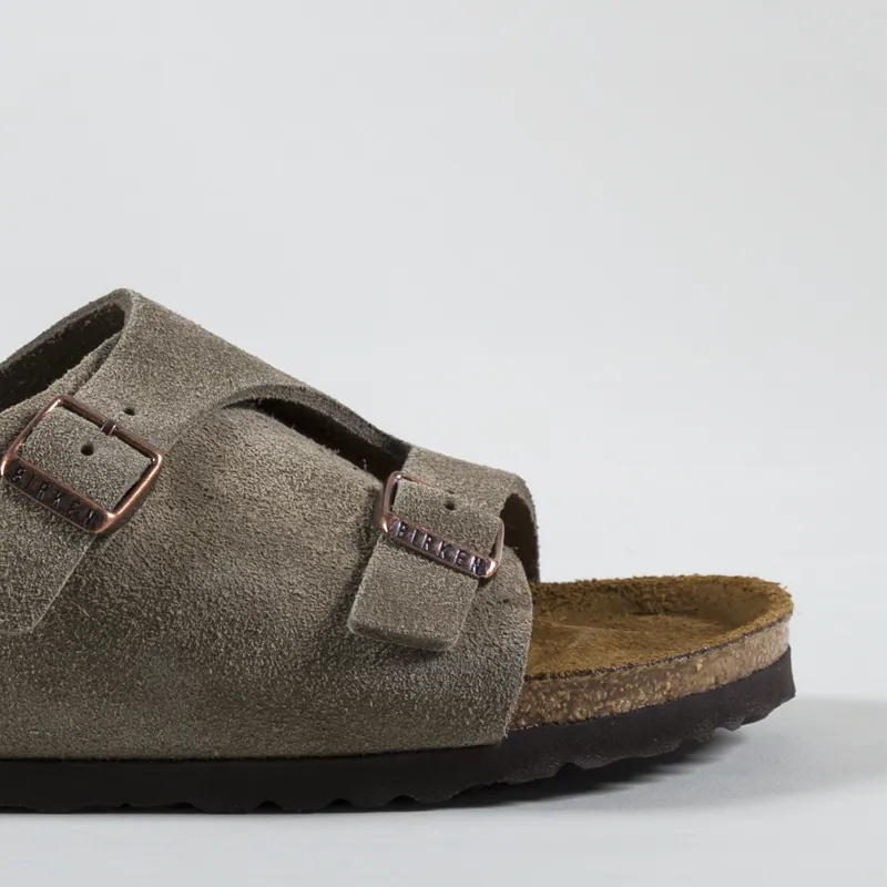 Birkenstock Womens Zurich Suede Leather Narrow Fit Sandals Taupe-6