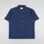 Folk Gabe Shirt Ash Navy Linen Grid